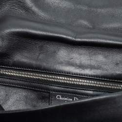Pre Owned Dior Black Leather Demi Lune Flap Shoulder Bag