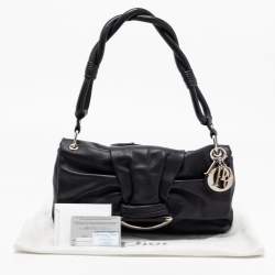 Pre Owned Dior Black Leather Demi Lune Flap Shoulder Bag