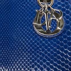 Pre Owned Dior Blue Python Medium Lady Dior Tote