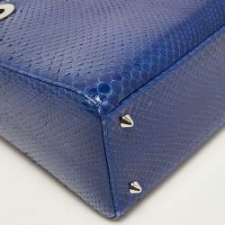 Pre Owned Dior Blue Python Medium Lady Dior Tote
