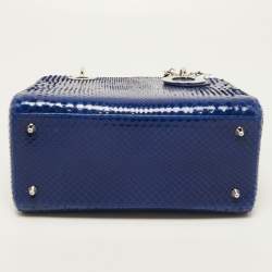 Pre Owned Dior Blue Python Medium Lady Dior Tote