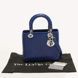 Pre Owned Dior Blue Python Medium Lady Dior Tote
