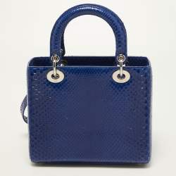Pre Owned Dior Blue Python Medium Lady Dior Tote