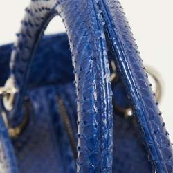 Pre Owned Dior Blue Python Medium Lady Dior Tote