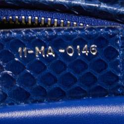 Pre Owned Dior Blue Python Medium Lady Dior Tote
