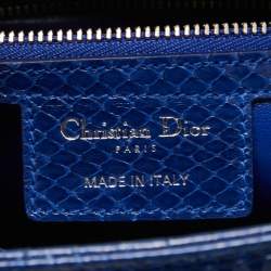 Pre Owned Dior Blue Python Medium Lady Dior Tote