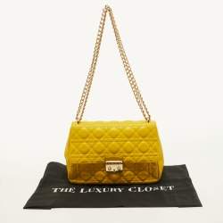 Pre Owned Dior Yellow Cannage Leather Miss Dior Medium Flap Chain Bag
