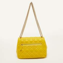 Pre Owned Dior Yellow Cannage Leather Miss Dior Medium Flap Chain Bag