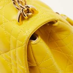 Pre Owned Dior Yellow Cannage Leather Miss Dior Medium Flap Chain Bag