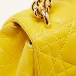 Pre Owned Dior Yellow Cannage Leather Miss Dior Medium Flap Chain Bag