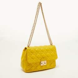 Pre Owned Dior Yellow Cannage Leather Miss Dior Medium Flap Chain Bag