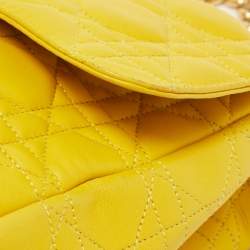 Pre Owned Dior Yellow Cannage Leather Miss Dior Medium Flap Chain Bag
