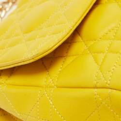 Pre Owned Dior Yellow Cannage Leather Miss Dior Medium Flap Chain Bag