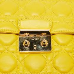 Pre Owned Dior Yellow Cannage Leather Miss Dior Medium Flap Chain Bag