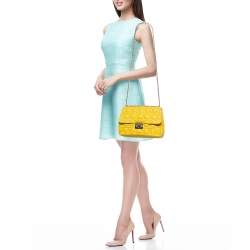 Pre Owned Dior Yellow Cannage Leather Miss Dior Medium Flap Chain Bag