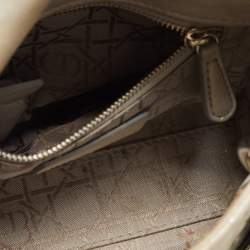 Pre Owned Dior Grey Shimmering Leather Mini Chain Lady Dior Tote