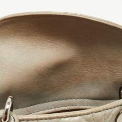 Pre Owned Dior Grey Shimmering Leather Mini Chain Lady Dior Tote