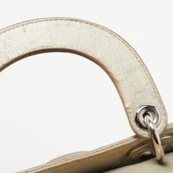 Pre Owned Dior Grey Shimmering Leather Mini Chain Lady Dior Tote