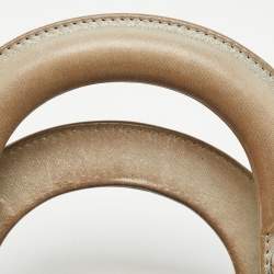 Pre Owned Dior Grey Shimmering Leather Mini Chain Lady Dior Tote