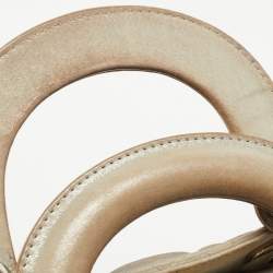 Pre Owned Dior Grey Shimmering Leather Mini Chain Lady Dior Tote