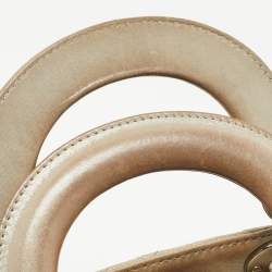 Pre Owned Dior Grey Shimmering Leather Mini Chain Lady Dior Tote