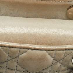 Pre Owned Dior Grey Shimmering Leather Mini Chain Lady Dior Tote