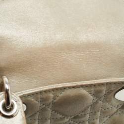 Pre Owned Dior Grey Shimmering Leather Mini Chain Lady Dior Tote