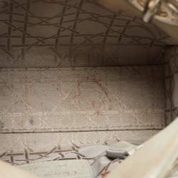 Pre Owned Dior Grey Shimmering Leather Mini Chain Lady Dior Tote