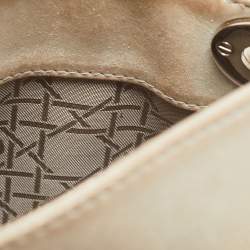 Pre Owned Dior Grey Shimmering Leather Mini Chain Lady Dior Tote