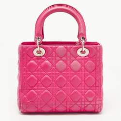 Dior Pink Cannage Leather Medium Lady Dior Tote