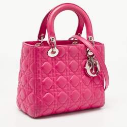 Dior Pink Cannage Leather Medium Lady Dior Tote