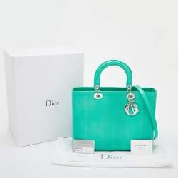 Pre Owned Dior Green Python Large Lady Dior Tote