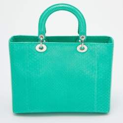 Pre Owned Dior Green Python Large Lady Dior Tote