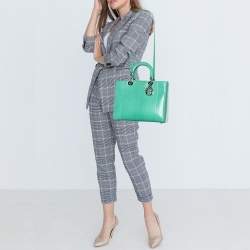 Pre Owned Dior Green Python Large Lady Dior Tote
