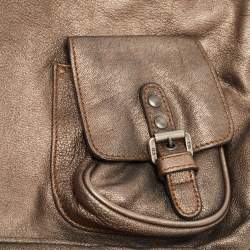 Pre Owned Dior Gun Metal Leather Gaucho Saddle Shoulder Bag