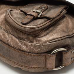 Pre Owned Dior Gun Metal Leather Gaucho Saddle Shoulder Bag