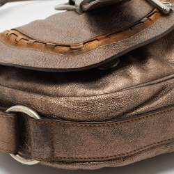 Pre Owned Dior Gun Metal Leather Gaucho Saddle Shoulder Bag