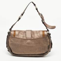 Pre Owned Dior Gun Metal Leather Gaucho Saddle Shoulder Bag