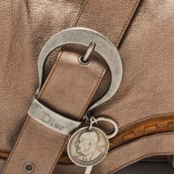 Pre Owned Dior Gun Metal Leather Gaucho Saddle Shoulder Bag