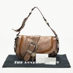 Pre Owned Dior Gun Metal Leather Gaucho Saddle Shoulder Bag