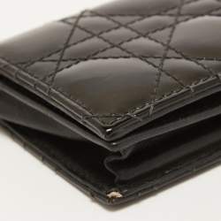Pre Owned Dior Black Cannage Patent Leather Mini Lady Dior Wallet