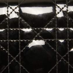 Pre Owned Dior Black Cannage Patent Leather Mini Lady Dior Wallet