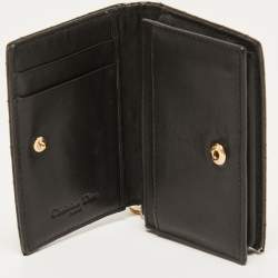 Pre Owned Dior Black Cannage Patent Leather Mini Lady Dior Wallet