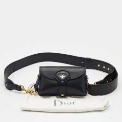 Pre Owned Dior Black Leather Mini D-Bee Saddle Bag