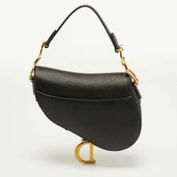 Pre Owned Dior Black Leather Mini Saddle Bag