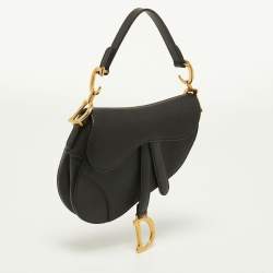 Pre Owned Dior Black Leather Mini Saddle Bag