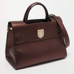 Pre Owned Dior Bronze Leather Medium Diorever Bag