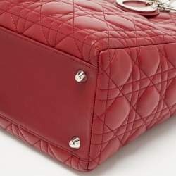 Dior Red Cannage Leather Large Lady Dior Tote
