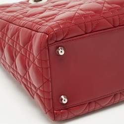 Dior Red Cannage Leather Large Lady Dior Tote