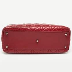 Dior Red Cannage Leather Large Lady Dior Tote